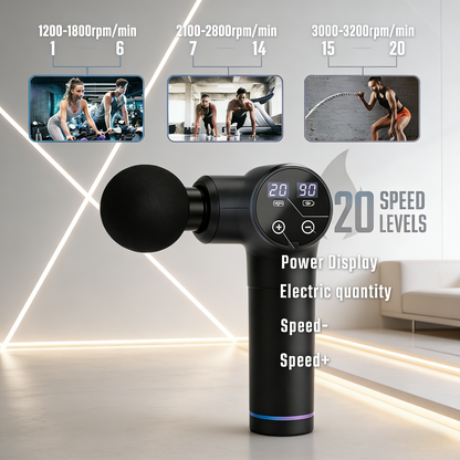 20-Speed Deep Tissue Massage Gun with 8 Attachments for Muscle Relief