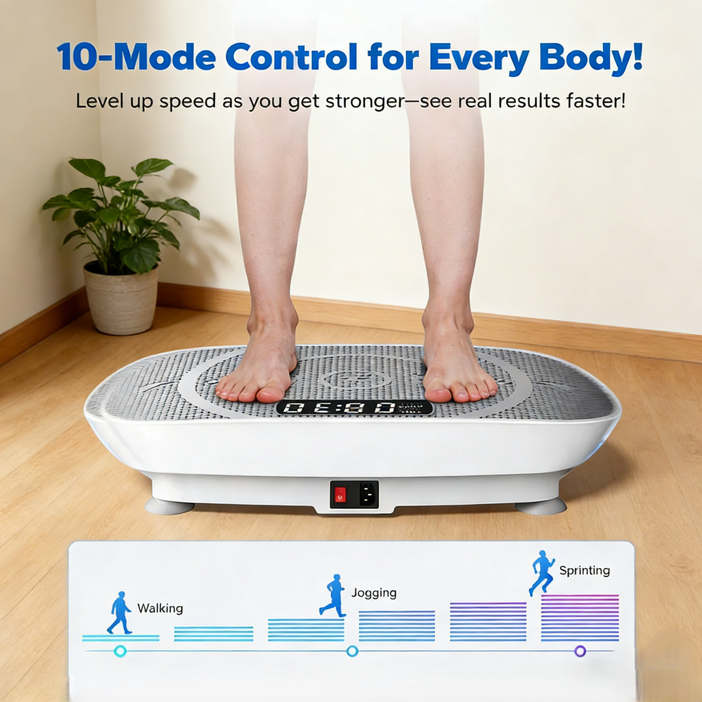 10-Mode Vibration Fitness Plate for Full-Body Home Workouts