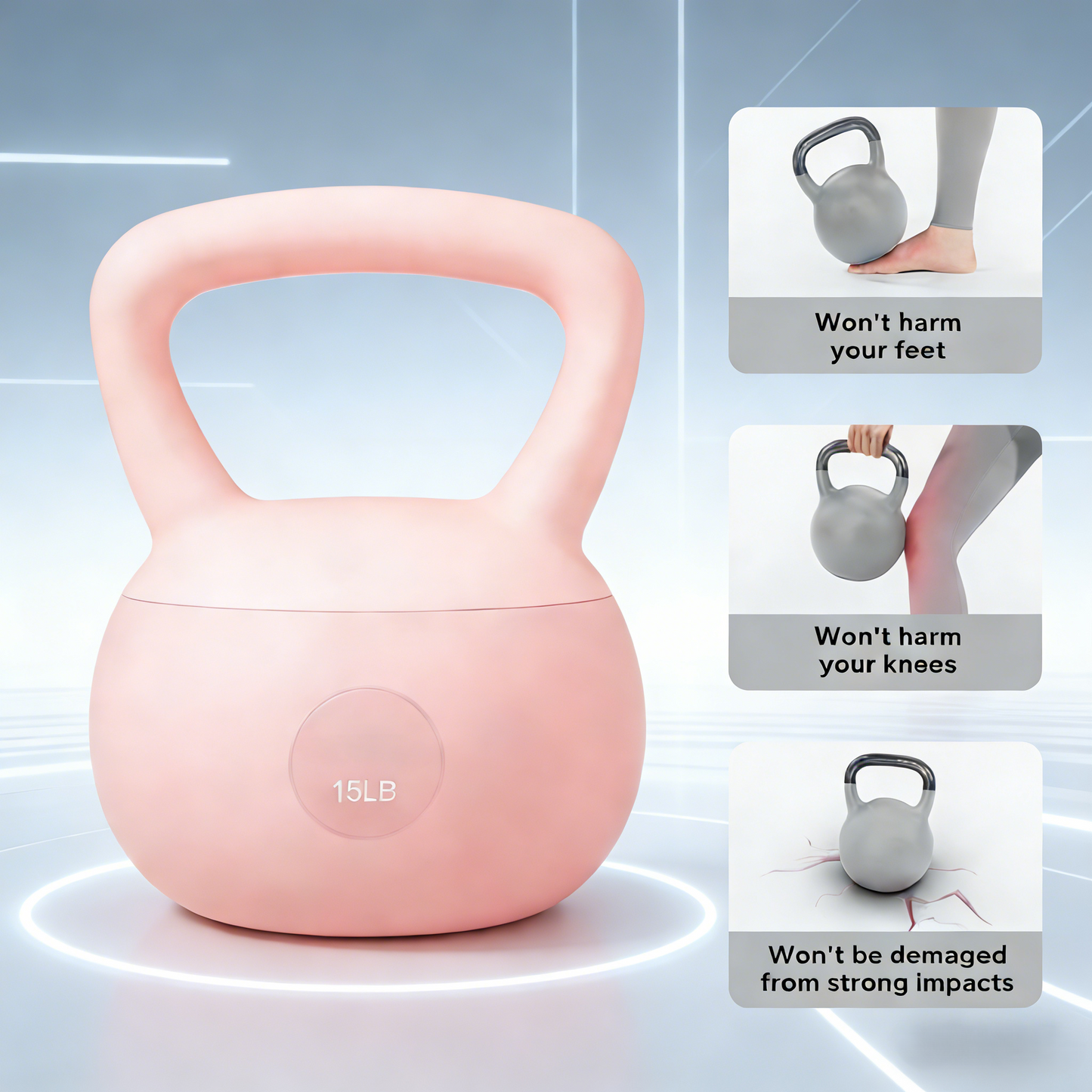 15LB Adjustable Silicone Kettlebell for Home Gym Strength Training