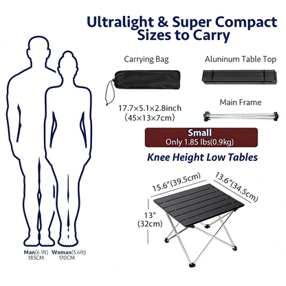 Ultralight Compact Folding Low Table for Outdoor & Indoor Use