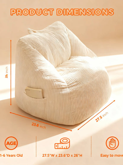 Cozy Corduroy Kids Bean Bag Chair with Supportive Design