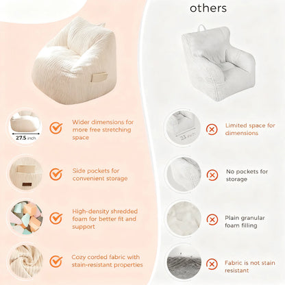 Cozy Corduroy Kids Bean Bag Chair with Supportive Design
