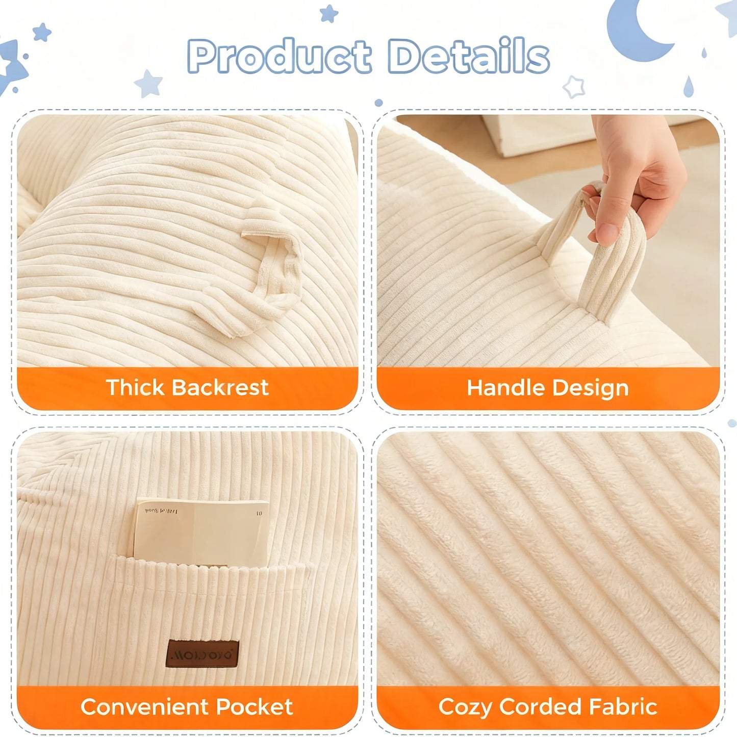 Cozy Corduroy Kids Bean Bag Chair with Supportive Design