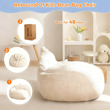 Cozy Corduroy Kids Bean Bag Chair with Supportive Design