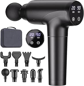 20-Speed Deep Tissue Massage Gun with 8 Attachments for Muscle Relief